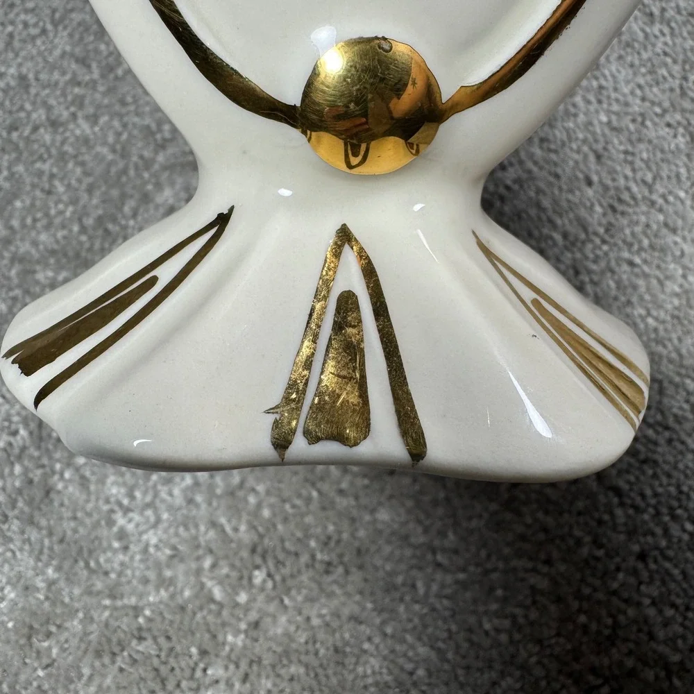 Vintage Floral Design‎ Vase Cream Gold Gilded Tulip Regency